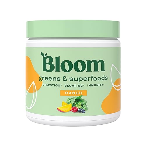 Bloom Nutrition Super Greens Powder Smoothie & Juice Mix - Probiotics for Digestive Health & Bloating Relief for Women, Digestive Enzymes with Superfoods Spirulina & Chlorella for Gut Health (Mango)