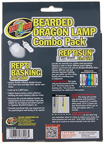 Zoo Med Combo Pack: Bearded Dragon Lamp, 2 Bulbs