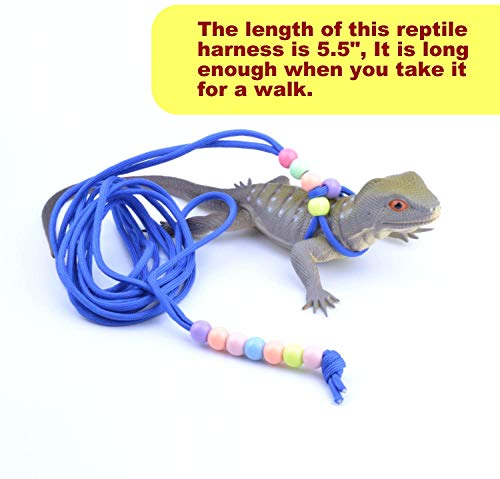 Blue Adjustable Reptile Harness Leash for Bearded Dragon