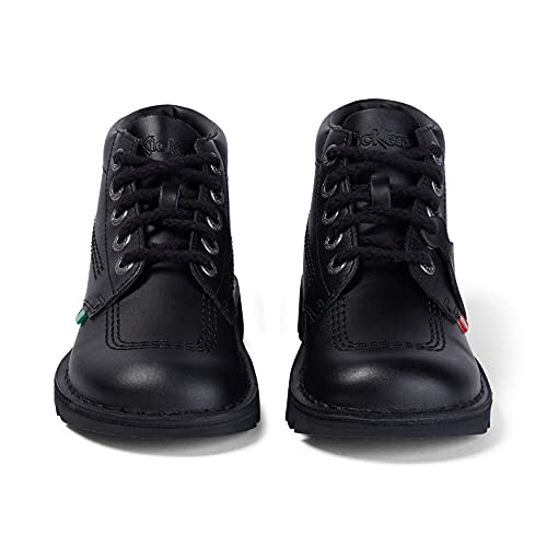 Black Vegan Kickers Kids Kick Hi Boots, 4 UK