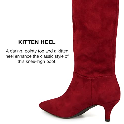 Vegan Wine Knee-High Boot, Extra Wide, Size 8