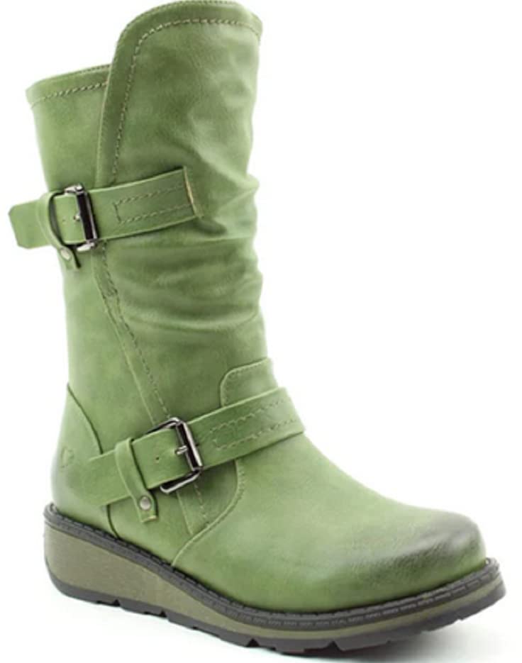 Hannah 2 Vegan-Friendly Biker Boots in Khaki