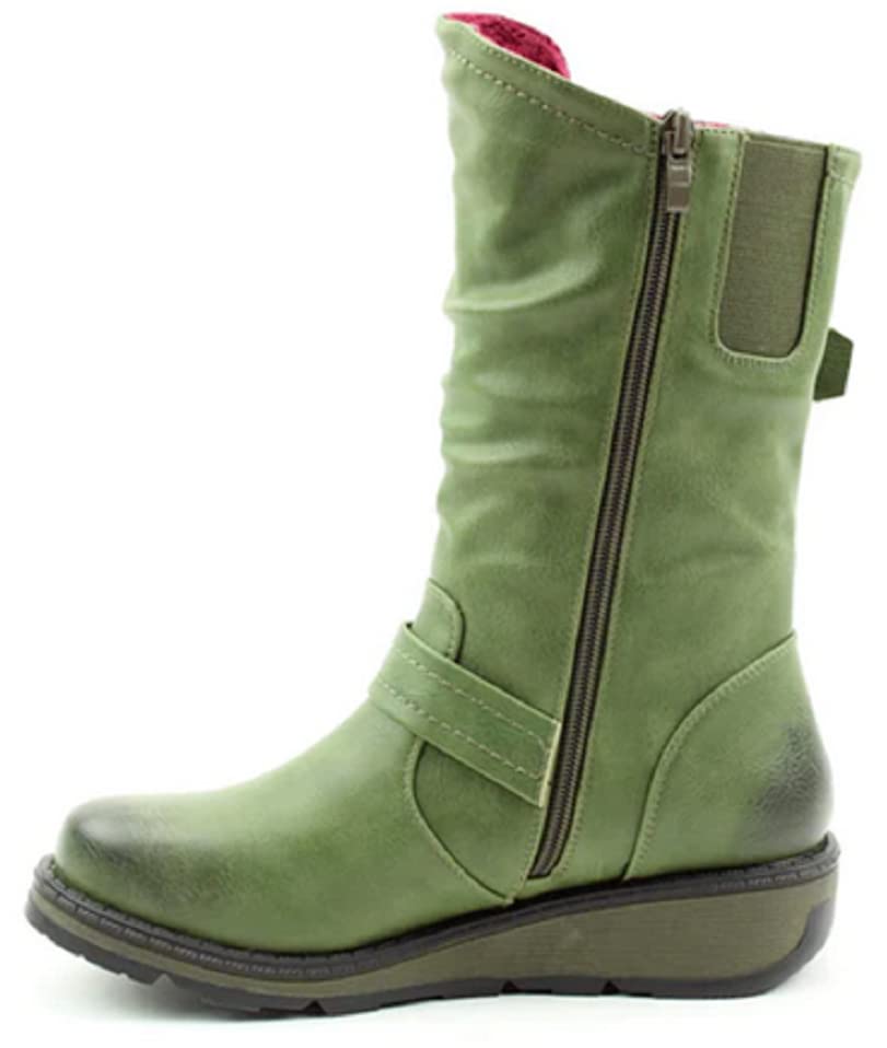 Hannah 2 Vegan-Friendly Biker Boots in Khaki