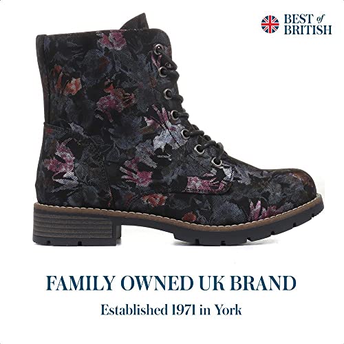 Vegan Floral Combat Boots - Size 6 UK