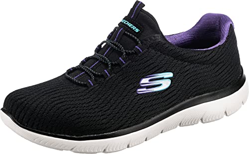 Black Mesh/Purple Trim Skechers Women's Sneakers - UK 6