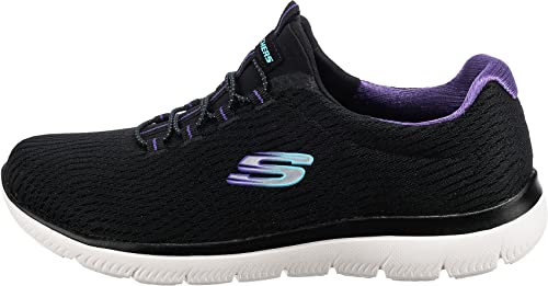 Black Mesh/Purple Trim Skechers Women's Sneakers - UK 6