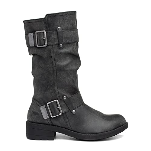 Vegan Black Rocket Dog Biker Boots, Women's