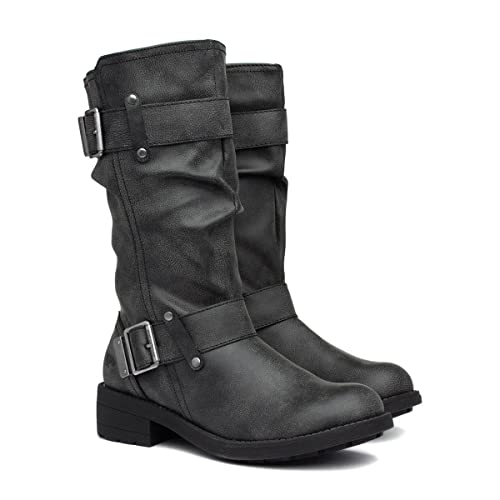 Vegan Black Rocket Dog Biker Boots, Women's