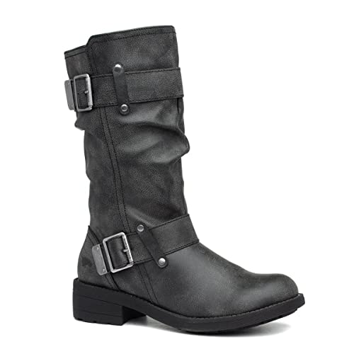 Vegan Black Rocket Dog Biker Boots, Women's