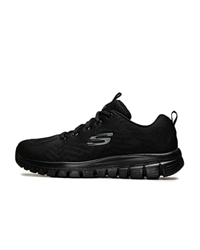 Skechers Women's Vegan Sneaker, Black Mesh, 5 UK