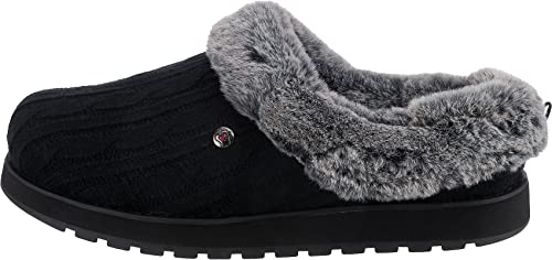 Black Cable Knit Vegan Slippers - Skechers Women's