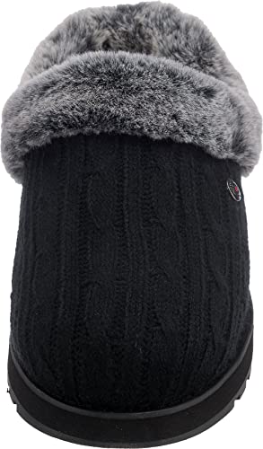 Black Cable Knit Vegan Slippers - Skechers Women's