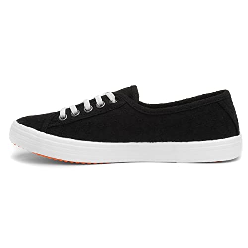 Black Eyelet Chow Sneaker for Vegan Women
