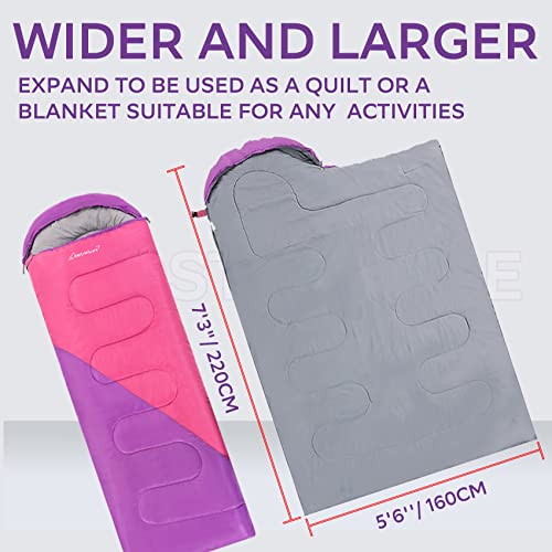 Lightweight Compact 4 Season Sleeping Bag for Adults and Kids