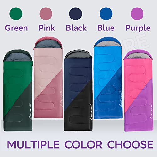 Lightweight Compact 4 Season Sleeping Bag for Adults and Kids