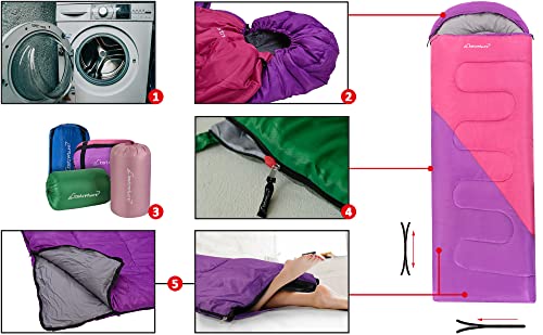 Lightweight Compact 4 Season Sleeping Bag for Adults and Kids