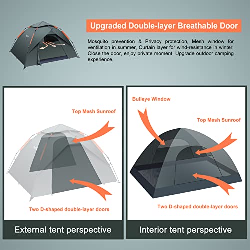 Amflip 3 Person Automatic Pop Up Camping Tent