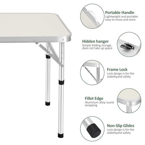 Youyijia 2FT Adjustable Folding Camping Picnic Table