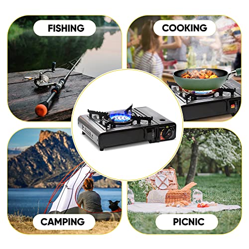 Portable Camping Gas Cooker + Carry Bag - Black