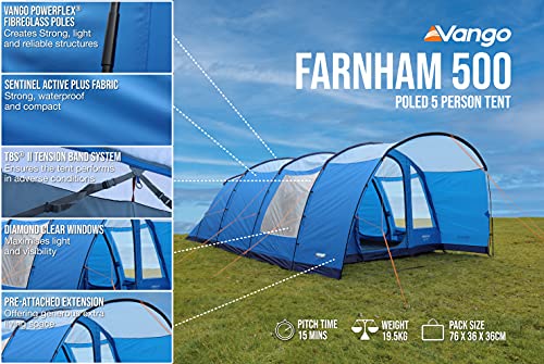 Vango Family Tunnel Tent, River Blue - 500