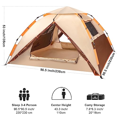 4 Person Family Dome Tent, Waterproof and Windproof
