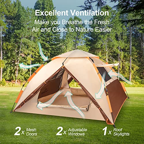 4 Person Family Dome Tent, Waterproof and Windproof