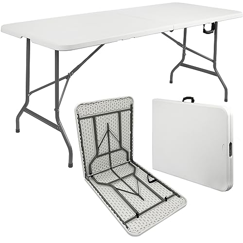 Anji DEPOT 6ft Folding Trestle Table, Heavy Duty Trestle Table