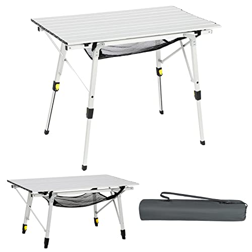 Height Adjustable Folding Camping Table Lightweight Aluminium