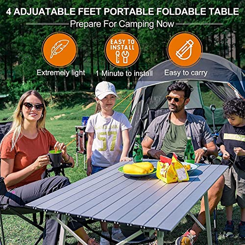 Height Adjustable Folding Camping Table Lightweight Aluminium