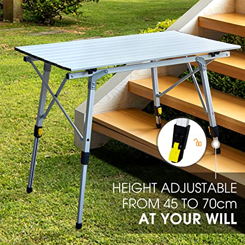 Height Adjustable Folding Camping Table Lightweight Aluminium