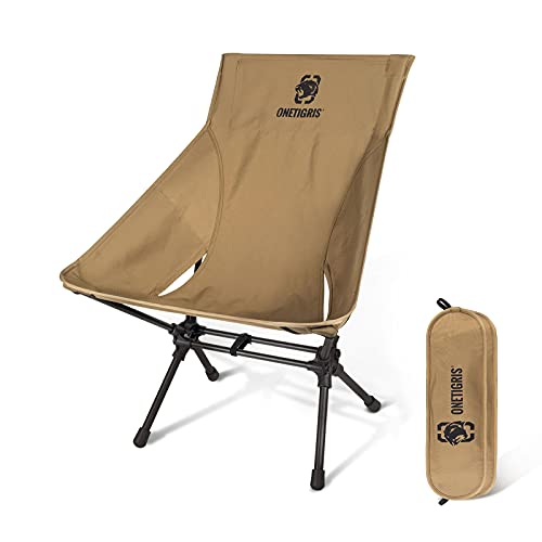 OneTigris Folding Camping Backpacking Chair With Back-Rest, 330 lbs Capacity, Compact Portable Lightweight Chair for Hiking Travel (Coyote Brown)