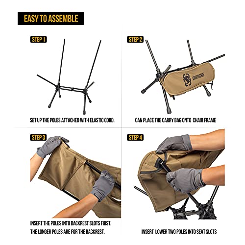 OneTigris Folding Camping Backpacking Chair With Back-Rest, 330 lbs Capacity, Compact Portable Lightweight Chair for Hiking Travel (Coyote Brown)