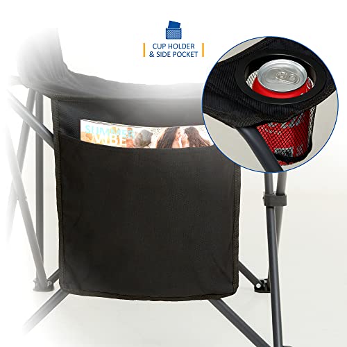 2 Pack Folding Camping Chairs - Lightweight, Extra-Wide, Black