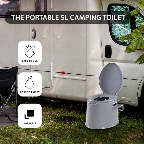 Portable 5L Camping Toilet - 3 Colors