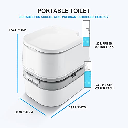 24L Portable Camping Toilet with Waste Level Indicator