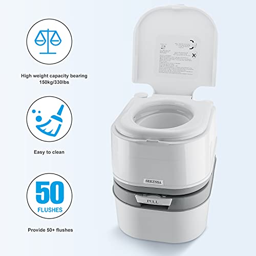 24L Portable Camping Toilet with Waste Level Indicator