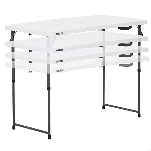 Height-adjustable folding camping table - white (121.9x61x61-91.4 cm)