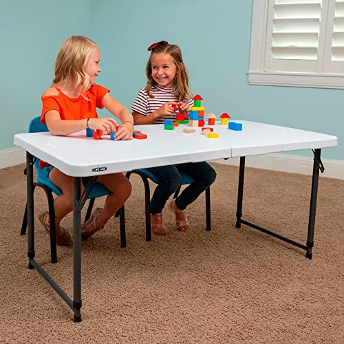 Height-adjustable folding camping table - white (121.9x61x61-91.4 cm)