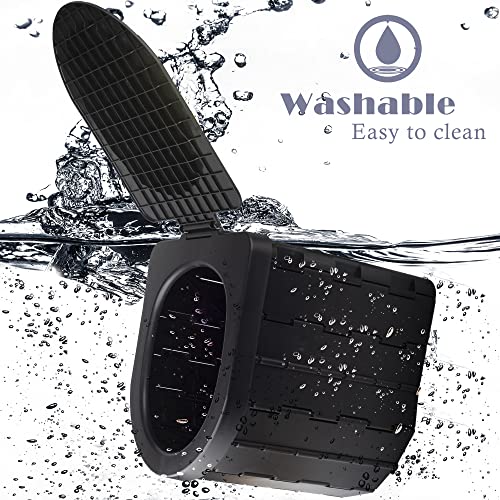 KINSPORY Portable Camping Toilet (Black, with Lid)