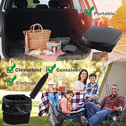 KINSPORY Portable Camping Toilet (Black, with Lid)