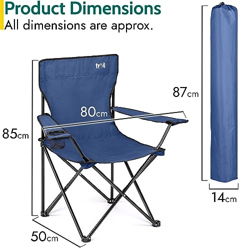 Blue Lightweight Folding Camping Chair with Cup Holder - 100kg Capacity