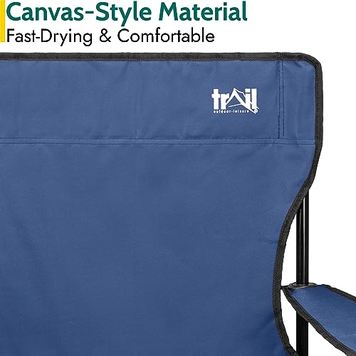 Blue Lightweight Folding Camping Chair with Cup Holder - 100kg Capacity