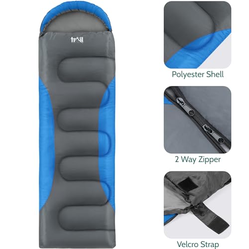 Lightweight Envelope Sleeping Bag: Snug Hood, 3 Season