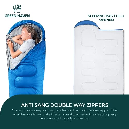 Green Haven Mummy Sleeping Bag - Lightweight & Waterproof