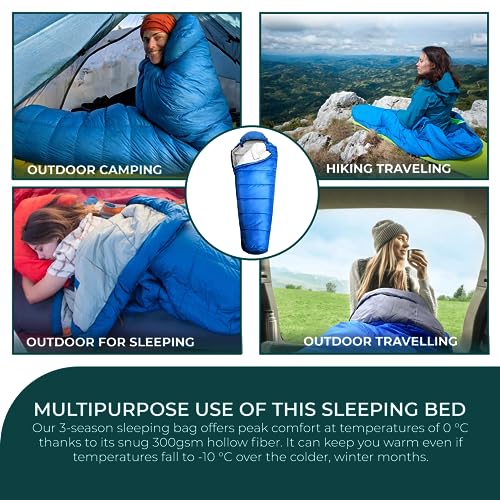 Green Haven Mummy Sleeping Bag - Lightweight & Waterproof