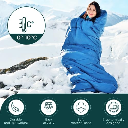Green Haven Mummy Sleeping Bag - Lightweight & Waterproof