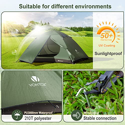 VONTOX Camping Zelt für 2-3 Personen (Grün)