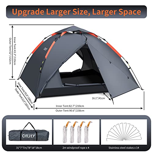 3-Person Instant Pop-Up Waterproof Camping Tent