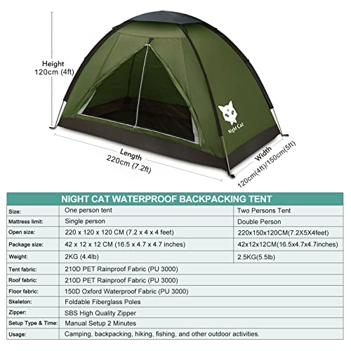 Night Cat 2 Person Waterproof Camping Tent