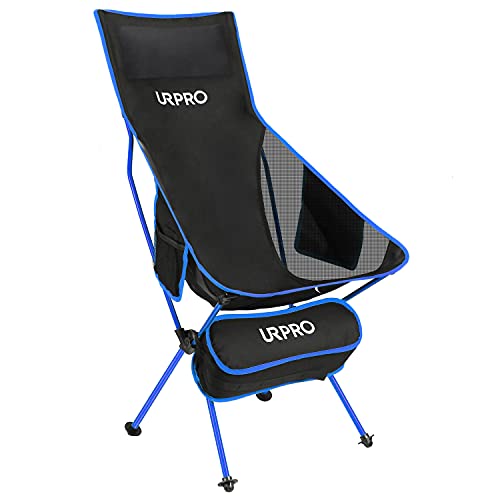 Portable Camping Chair with Headrest and 2-Sided Pocket